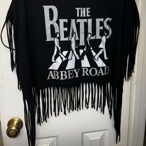 🖤 Beatles Black & Silver T-Shirt Women’s XXL Fringe Abbey Road! Excellent LNew!